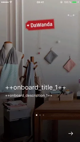 The new 3-step onboarding flow communicating DaWanda's value propositions.